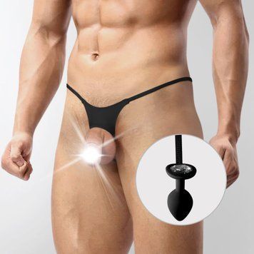 Чоловічі труси XS-2XL із силіконовою анальною пробкою Art of Sex - Joni plug panties size S Black SO6172