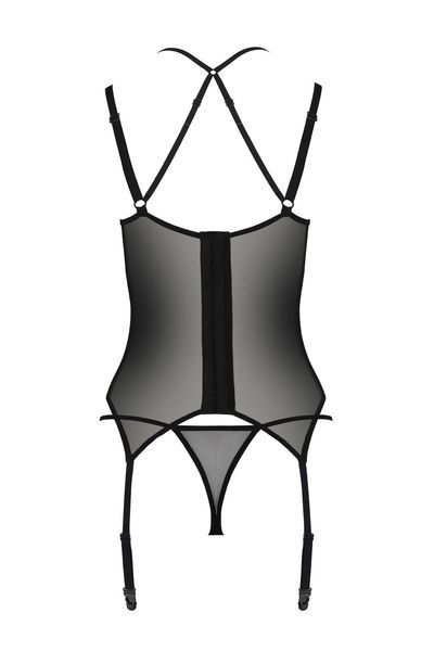 Корсет Passion DROSERA CORSET black, L/XL, с креплениями для чулок, трусики в комплекте SX0476