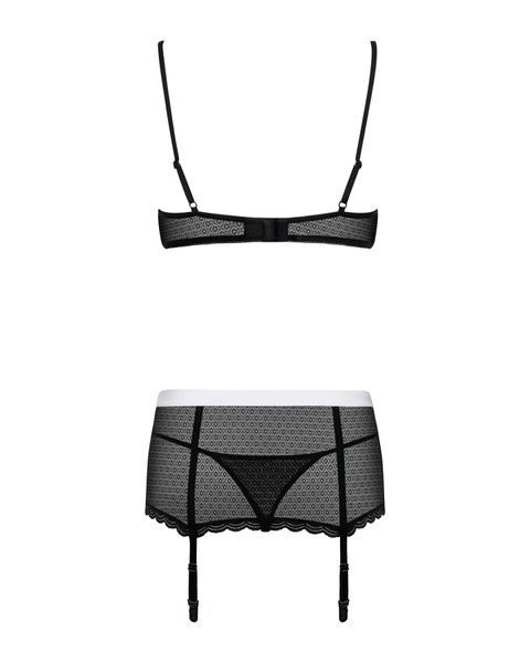 Эротический костюм горничной Obsessive Maidme set 5pcs L/XL, бюстгальтер, пояс с фартуком, чулки, ст SO7291