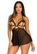 Сорочка беби-долл с открытыми чашками Leg Avenue Lace and mesh babydoll & panty Black L, стринги SO9165 фото 7