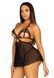 Сорочка беби-долл с открытыми чашками Leg Avenue Lace and mesh babydoll & panty Black L, стринги SO9165 фото 6