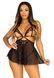 Сорочка беби-долл с открытыми чашками Leg Avenue Lace and mesh babydoll & panty Black L, стринги SO9165 фото 5