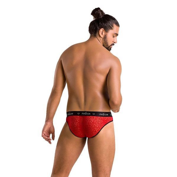 Мужские полупрозрачные трусы Passion 031 SLIP MIKE S/M Red, под леопард SO7565