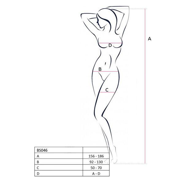 Бодистокинг Passion BS046 red, комбинезон с имитацией чулок PBS046R