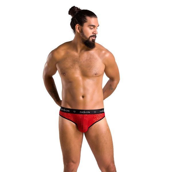 Мужские полупрозрачные трусы Passion 031 SLIP MIKE S/M Red, под леопард SO7565