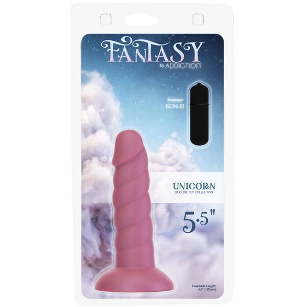 Фалоімітатор Fantasy by Addiction Unicorn Dildo 5.5&rdquo; Pink, віброкуля в подарунок SX3158