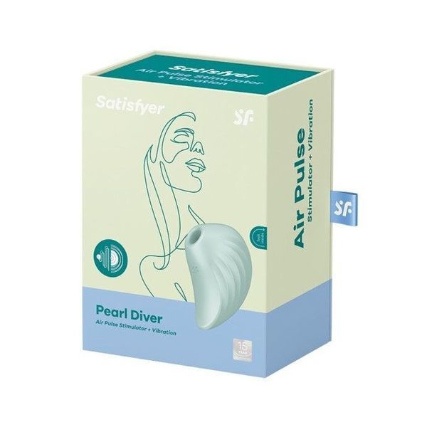 Вакуумний кліторальний стимулятор із вібрацією Satisfyer Pearl Diver Mint SO6077