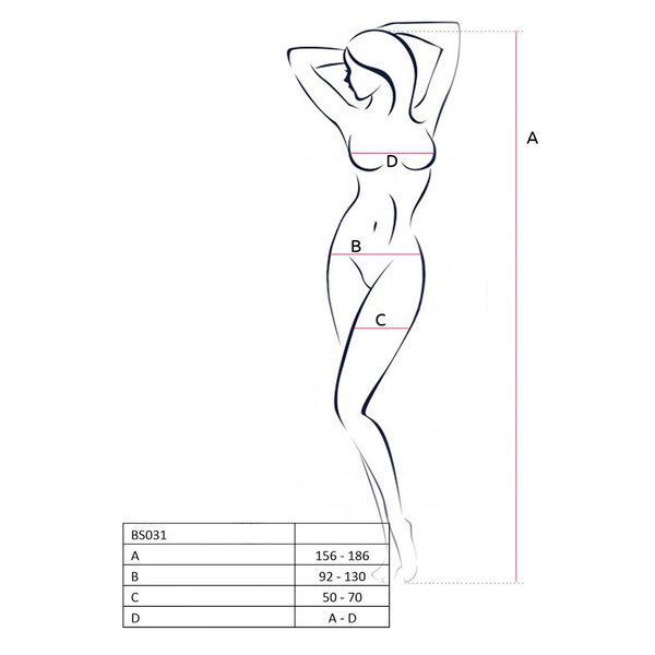 Бодістокінг Passion BS031 white, комбінезон з відкритими грудьми PBS031W