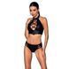 Комплект з еко-шкіри Passion NANCY BIKINI XXL/XXXL, black, бра та трусики з імітацією шнурівки SO5369 фото 1