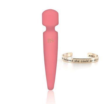 Вибромассажер Rianne S: Bella Mini Wand Coral, 10 режимов работы, медицинский силикон SO3870