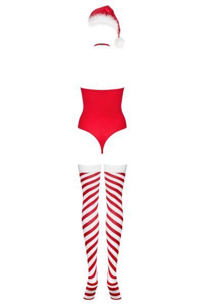Эротический новогодний костюм в стиле Санта-Клауса Боди Obsessive Kissmas teddy red L/XL SX1153