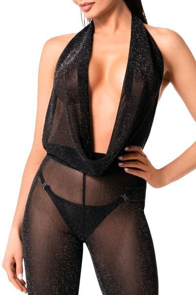Прозрачный блестящий комбинезон Noir Handmade F350 Shiny tulle overall - M SX2003