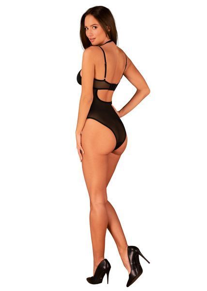 Прозоре боді Obsessive Selinne teddy M/L Black, дрібна сітка, подвійні бретелі SO8665