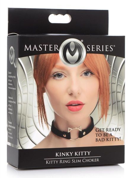 Чокер Master Series Kinky Kitty Ring Slim Choker - Black SX1184