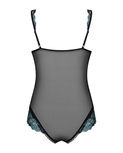 Сетчатое боди на косточках Obsessive Amanta teddy XXL, черное, с доступом SO7200
