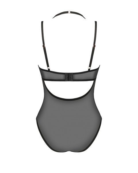Прозоре боді Obsessive Selinne teddy M/L Black, дрібна сітка, подвійні бретелі SO8665