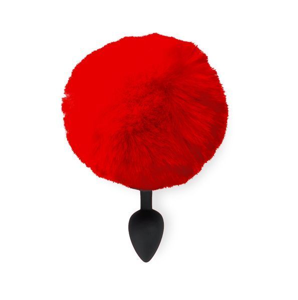 Силиконовая анальная пробка М Art of Sex - Silicone Butt plug Rabbit Tail Red, диаметр 3,5 см SO6964