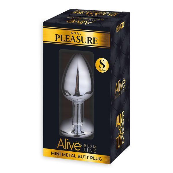 Металлическая анальная пробка с кристаллом Alive Mini Metal Butt Plug White S SO6009