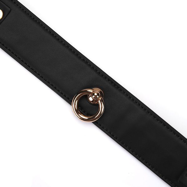 Нашийник з повідцем Liebe Seele Black Organosilicon Collar with Leash, екошкіра SO9484