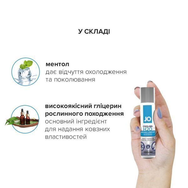 Охолоджувальна змазка на водній основі JO H2O COOLING (60 мл) з ментолом, рослинний гліцерин SO1680