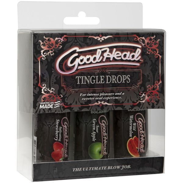 Набор оральных капель Doc Johnson GoodHead Tingle Drops, 3х29,5 мл, арбуз, зеленое яблоко, клубника SO9853
