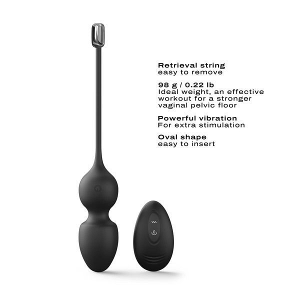 Вагинальные шарики Dorcel LOVE BALLS BLACK, вибрации и движения внутреннего шарика, пульт ДУ SO7389