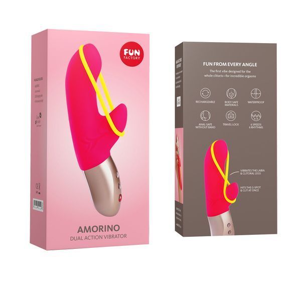 Мини вибратор-кролик со стимулирующей лентой Fun Factory AMORINO pink/neon yellow, лента съемная SX0946