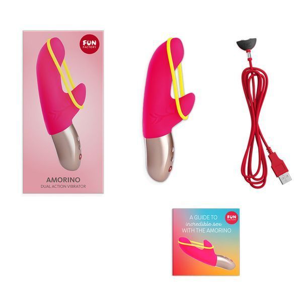 Мини вибратор-кролик со стимулирующей лентой Fun Factory AMORINO pink/neon yellow, лента съемная SX0946