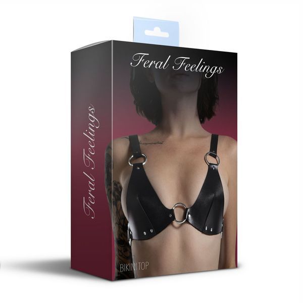 Лиф из натуральной кожи Feral Feelings - Bikini Top Black SO9420