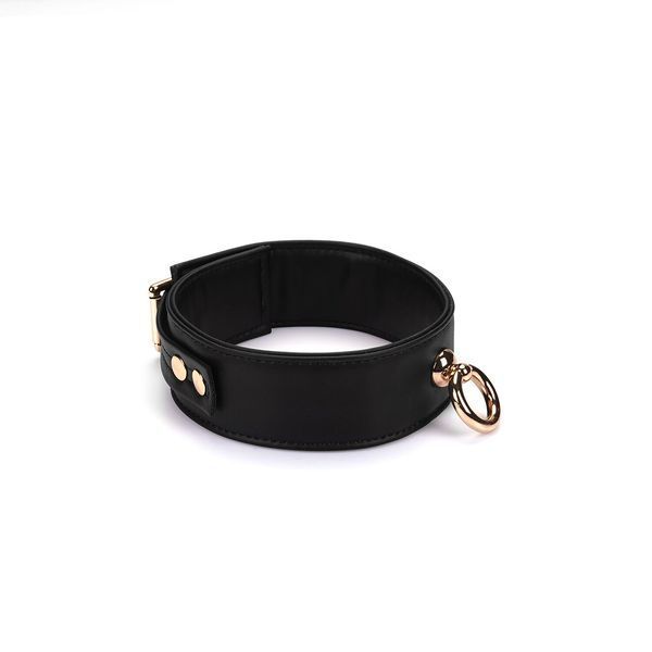 Нашийник з повідцем Liebe Seele Black Organosilicon Collar with Leash, екошкіра SO9484