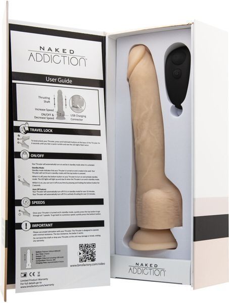 Фаллоимитатор с пульсацией Naked ADDICTION Dominic 9&Prime; Vanilla, пульт ДУ, диаметр 4,2 см SO5588
