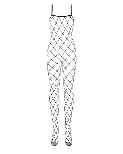 Бодистокинг с крупной ячейкой и открытой грудью Obsessive Bodystocking N102 S/M/L, черный SO7251