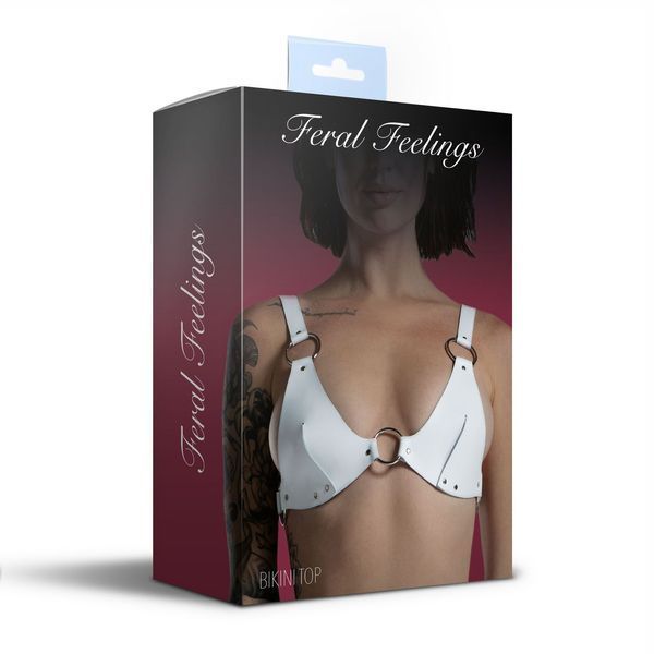 Лиф из натуральной кожи Feral Feelings - Bikini Top White SO9421
