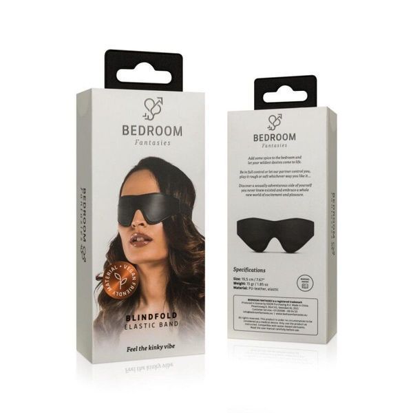 Маска Bedroom Fantasies: Faux Leather Blindfold, черная SO8824