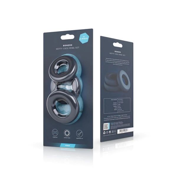 Набор эрекционных колец Boners 3-Piece Hefty Cock Ring Set, диаметр 3,2 см, 3,8 см и 4,5 см SO8872