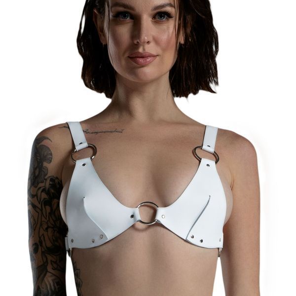 Лиф из натуральной кожи Feral Feelings - Bikini Top White SO9421