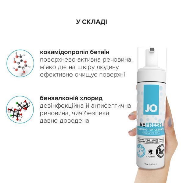 М&rsquo;яка пінка для очищення іграшок JO REFRESH (207 мл) дезінфікує, проникає глибоко SO1773