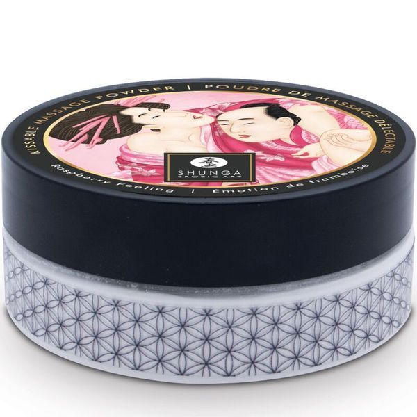 Вкусная пудра для оральных ласк Shunga Body Powder Raspberry feeling, 75 г, аромат малины SX0588