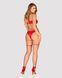 Комплект белья Obsessive Kissmas Set S/M бюстгальтер, трусики, чокер, подвязки SX1154 фото 2