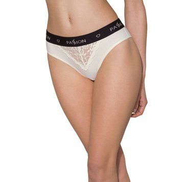 Трусики з широкою гумкою і мереживом Passion PS001 PANTIES M, ecru SO4164