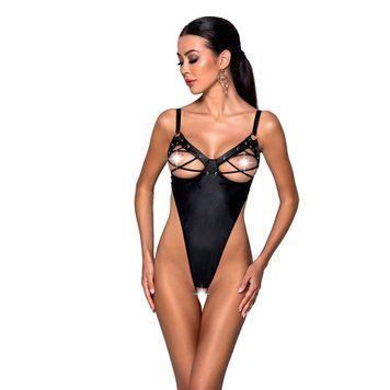 Боди из экокожи Passion CELINE BODY S/M, black, с доступом, открытый SO6404