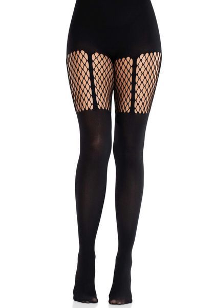 Колготки Leg Avenue Garter Illusion Tights with Net Detail One Size Black SX2766