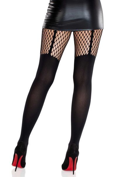 Колготки Leg Avenue Garter Illusion Tights with Net Detail One Size Black SX2766