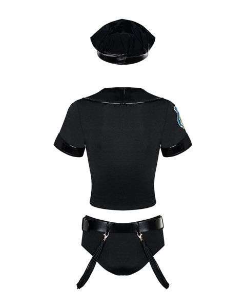Еротичний костюм поліцейського Obsessive Police set S/M, black, топ, шорти, кепка, пояс, портупея SO7725
