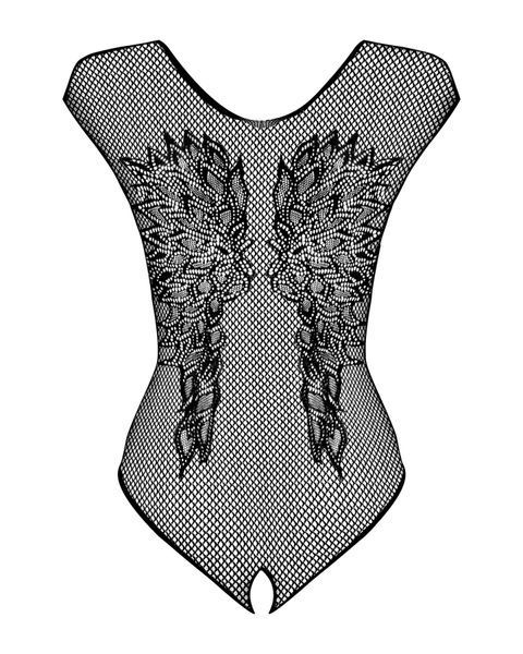 Бодистокинг из крупной сетки с кружевом Obsessive B112 teddy XL/XXL, черный, с доступом SO7202