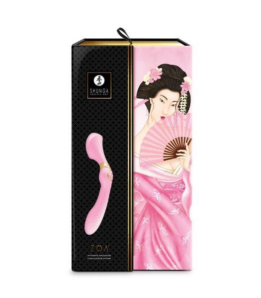 Вибромассажер Shunga Zoa Light Pink, двусторонний SO6913