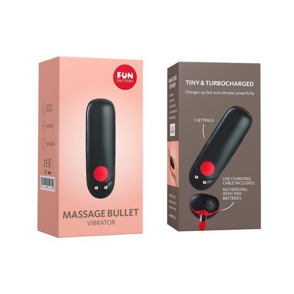 Віброкуля Fun Factory Massage BULLET, чорна, діаметр 2,5 см, 3 швидкості, 3 малюнки вібрації SX0948