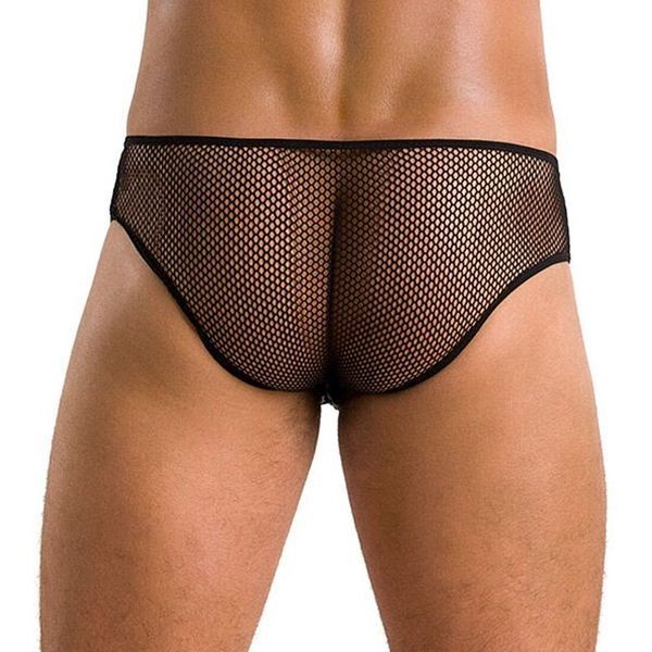 Чоловічі труси зі шнурівкою Passion 035 SLIP RICHARD L/XL Black, екошкіра, сітка SO7576