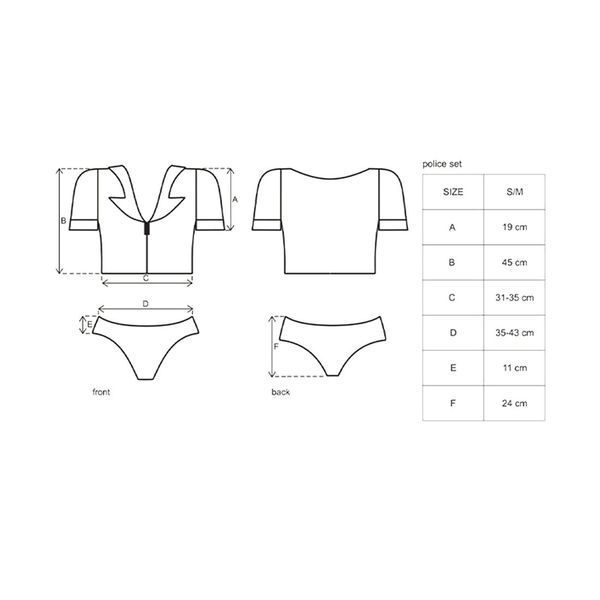 Еротичний костюм поліцейського Obsessive Police set S/M, black, топ, шорти, кепка, пояс, портупея SO7725