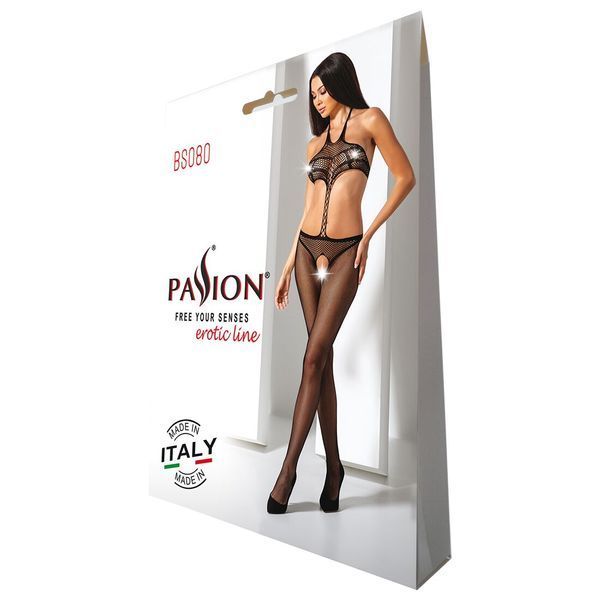Открытый бодистокинг Passion BS080 black SO4729